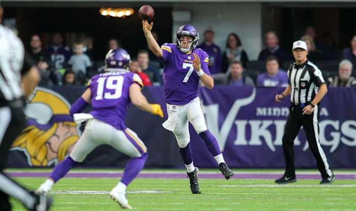 Keenum’s ability to create outside the pocket has added to his value for the Vikes. 